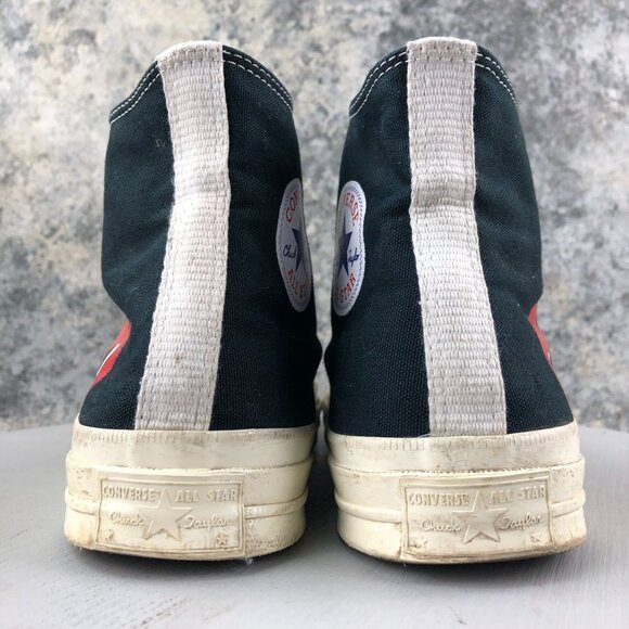 Converse Unisex Size 10M 12W Comme des Garcons PLAY Black High-Top Sneakers - Picture 7 of 15